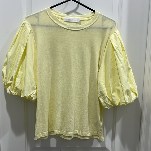 Jonathan Simkhai Standard DENISE BELL-SLEEVED TOP IN YELLOW Sz S - Picture 5 of 10